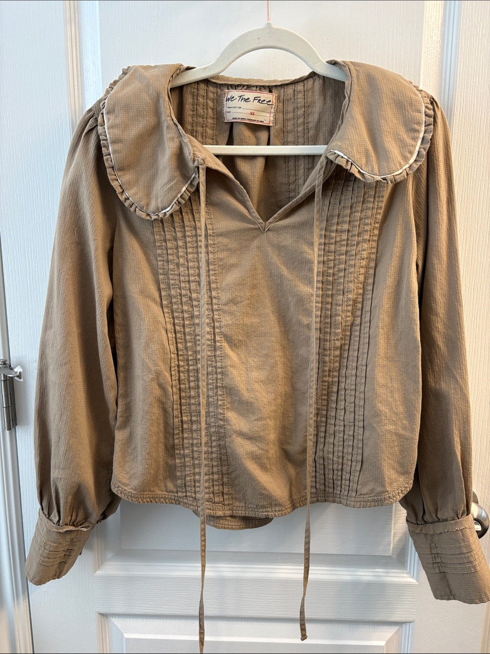 We The Free Tan Peter Pan Collar Pullover Shirt